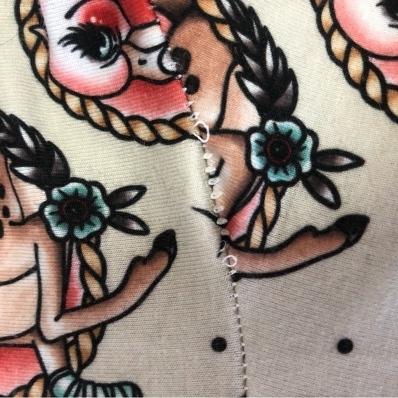 LIQUOR Brand Animal Hospital Tattoo Style Mini Summer Flared Dress Size Med - Picture 8 of 13